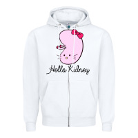 White hello kidney Zipper Hoodie - artisFamous