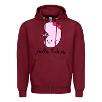 Burgundy hello kidney Zipper Hoodie - artisFamous