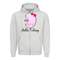Dove Grey hello kidney Zipper Hoodie - artisFamous