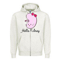 Oatmeal Heather hello kidney Zipper Hoodie - artisFamous