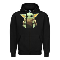 Black baby yoda Zipper Hoodie - artisFamous