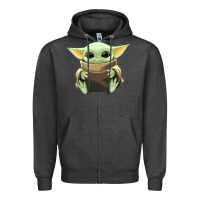 Charcoal Heather baby yoda Zipper Hoodie - artisFamous