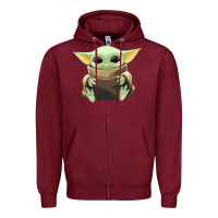 Burgundy baby yoda Zipper Hoodie - artisFamous