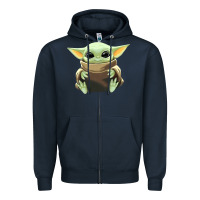 Navy baby yoda Zipper Hoodie - artisFamous