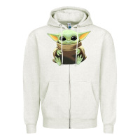 Oatmeal Heather baby yoda Zipper Hoodie - artisFamous