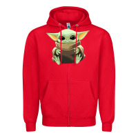 Red baby yoda Zipper Hoodie - artisFamous