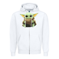 White baby yoda Zipper Hoodie - artisFamous