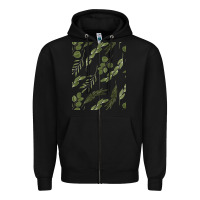 Black Watercolor Eucalyptus Pattern Zipper Hoodie - artisFamous
