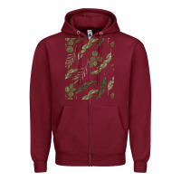 Burgundy Watercolor Eucalyptus Pattern Zipper Hoodie - artisFamous