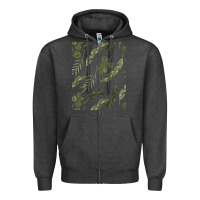 Charcoal Heather Watercolor Eucalyptus Pattern Zipper Hoodie - artisFamous