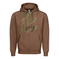 Chestnut Watercolor Eucalyptus Pattern Zipper Hoodie - artisFamous