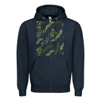 Navy Watercolor Eucalyptus Pattern Zipper Hoodie - artisFamous