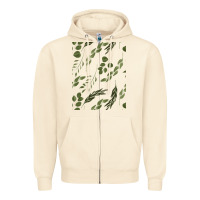 Sandshell Watercolor Eucalyptus Pattern Zipper Hoodie - artisFamous