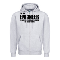 Heather Grey i'm an engineering Zipper Hoodie - artisFamous