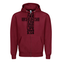Burgundy John 3:16 Bible Verse Cool Christian Church Shirts Christianity Zipper Hoodie - artisFamous
