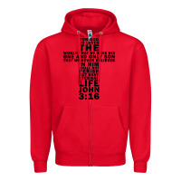 Red John 3:16 Bible Verse Cool Christian Church Shirts Christianity Zipper Hoodie - artisFamous