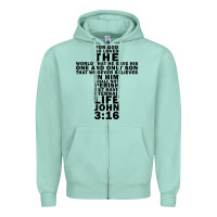 Seafoam John 3:16 Bible Verse Cool Christian Church Shirts Christianity Zipper Hoodie - artisFamous