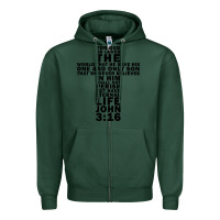 Sports Green John 3:16 Bible Verse Cool Christian Church Shirts Christianity Zipper Hoodie - artisFamous