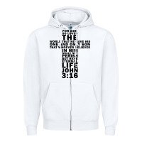White John 3:16 Bible Verse Cool Christian Church Shirts Christianity Zipper Hoodie - artisFamous