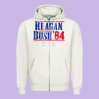 Reagan Bush '84 Zipper Hoodie Designed By Artisfamous