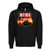 Black HOT ROD GARAGE CAR Zipper Hoodie - artisFamous