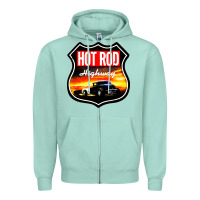 Seafoam HOT ROD GARAGE CAR Zipper Hoodie - artisFamous