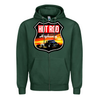 Sports Green HOT ROD GARAGE CAR Zipper Hoodie - artisFamous