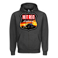 Charcoal Heather HOT ROD GARAGE CAR Zipper Hoodie - artisFamous