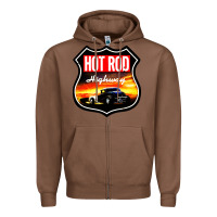 Chestnut HOT ROD GARAGE CAR Zipper Hoodie - artisFamous