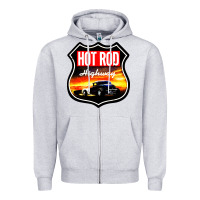 Heather Grey HOT ROD GARAGE CAR Zipper Hoodie - artisFamous