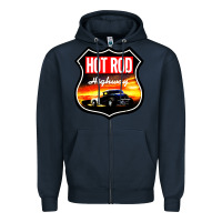 Navy HOT ROD GARAGE CAR Zipper Hoodie - artisFamous