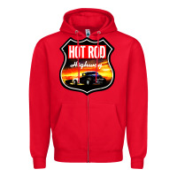 Red HOT ROD GARAGE CAR Zipper Hoodie - artisFamous