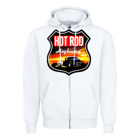 White HOT ROD GARAGE CAR Zipper Hoodie - artisFamous