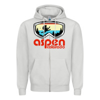 Dove Grey aspen colorado ski mountain skiing retro vacation Zipper Hoodie - artisFamous