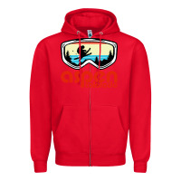 Red aspen colorado ski mountain skiing retro vacation Zipper Hoodie - artisFamous
