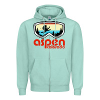 Aspen Colorado Ski Mountain Skiing Retro Vacation Zipper Hoodie | Teevron