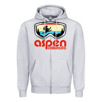 Heather Grey aspen colorado ski mountain skiing retro vacation Zipper Hoodie - artisFamous