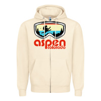 Sandshell aspen colorado ski mountain skiing retro vacation Zipper Hoodie - artisFamous