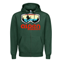 Sports Green aspen colorado ski mountain skiing retro vacation Zipper Hoodie - artisFamous