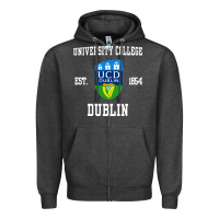 Charcoal Heather university college dublin Zipper Hoodie - artisFamous