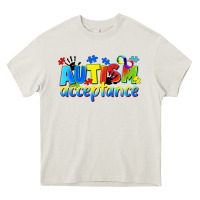 Cream Autism acceptance Heavy Core Tee - CowGirlArtShop