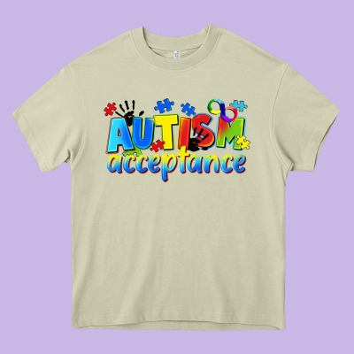 Autism Acceptance Heavy Core Tee Designed By Cowgirlartshop