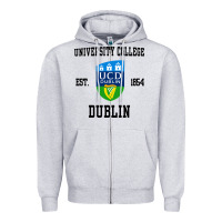 Heather Grey university college dublin Zipper Hoodie - artisFamous