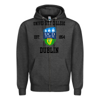 Charcoal Heather university college dublin Zipper Hoodie - artisFamous