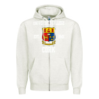 Oatmeal Heather university college cork Zipper Hoodie - artisFamous
