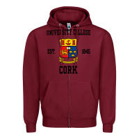 Burgundy university college cork Zipper Hoodie - artisFamous