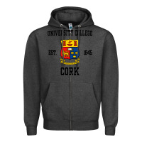 Charcoal Heather university college cork Zipper Hoodie - artisFamous