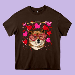 Valentine's Shiba Inu Heavy Core Tee Designed By Ranaportraitstore