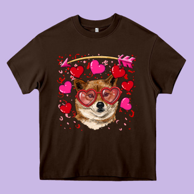 Valentine's Shiba Inu Heavy Core Tee Designed By Ranaportraitstore