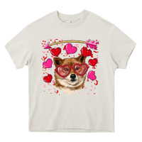 Cream valentine's shiba inu Heavy Core Tee - RanaPortraitStore